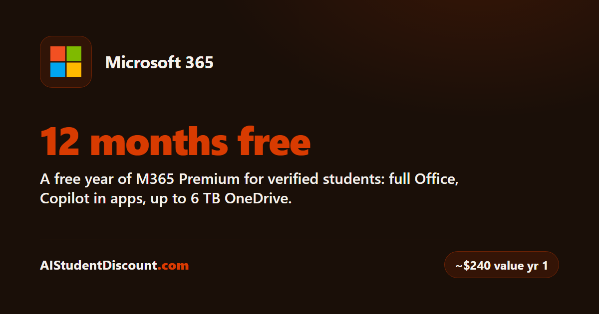Microsoft 365 Student Discount - 50% Off Personal Plan